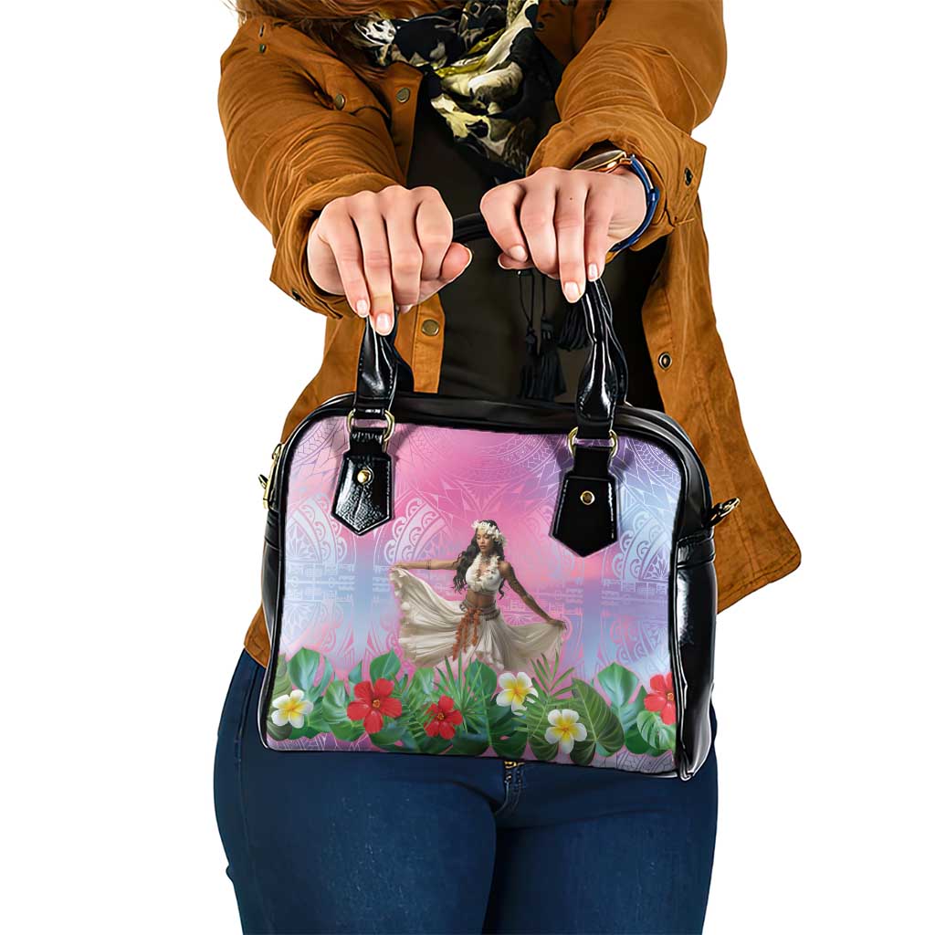 Woman Polynesian Tattoos Shoulder Handbag Tropical Flower - Sweets Vibrant Color