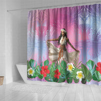 Woman Polynesian Tattoos Shower Curtain Tropical Flower - Sweets Vibrant Color