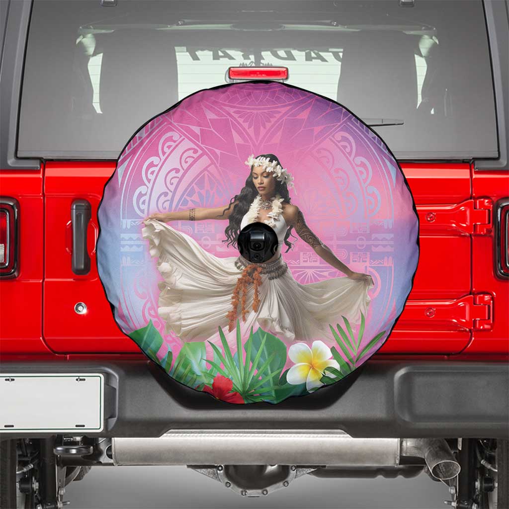 Woman Polynesian Tattoos Spare Tire Cover Tropical Flower - Sweets Vibrant Color LT03 - Polynesian Pride