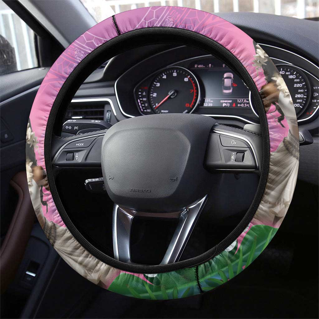 Woman Polynesian Tattoos Steering Wheel Cover Tropical Flower - Sweets Vibrant Color LT03 - Polynesian Pride