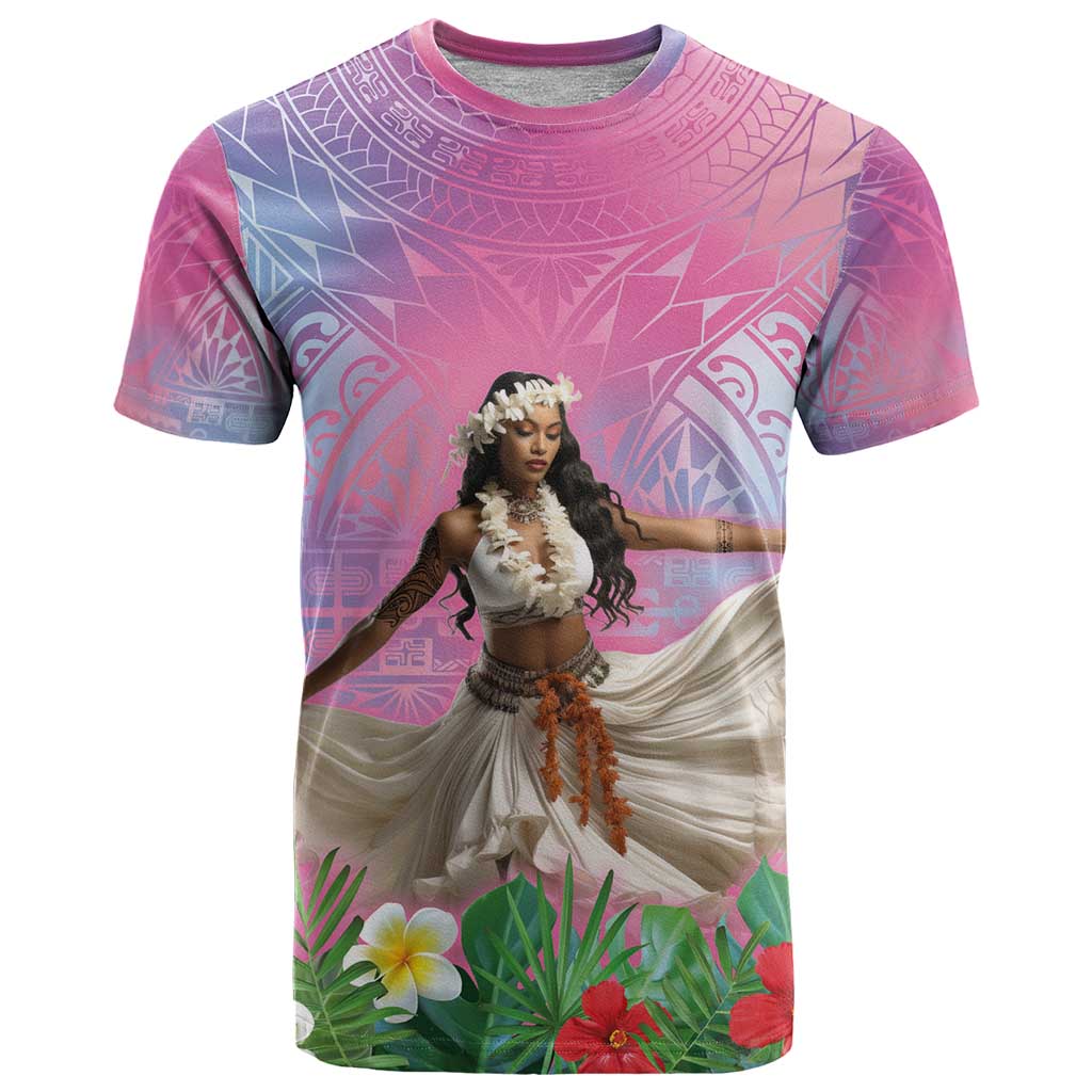 Woman Polynesian Tattoos T Shirt Tropical Flower - Sweets Vibrant Color LT03 Vibrant Gradient - Polynesian Pride