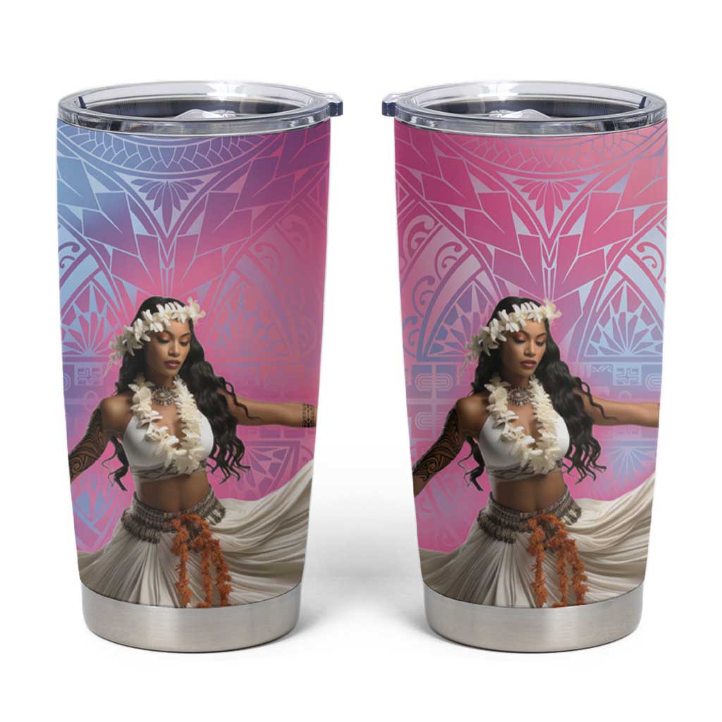 Woman Polynesian Tattoos Tumbler Cup Tropical Flower - Sweets Vibrant Color LT03 Vibrant Gradient - Polynesian Pride