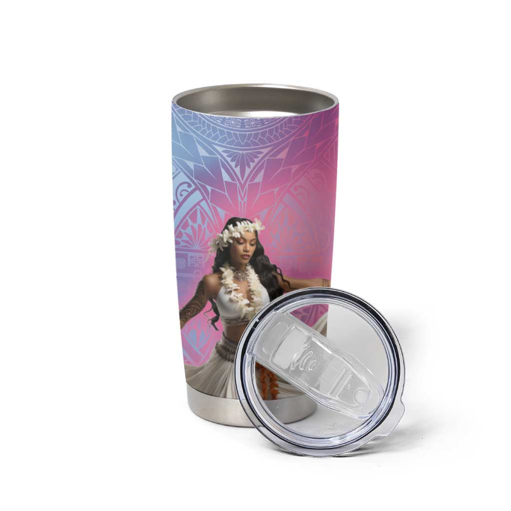 Woman Polynesian Tattoos Tumbler Cup Tropical Flower - Sweets Vibrant Color LT03 - Polynesian Pride