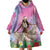 Woman Polynesian Tattoos Wearable Blanket Hoodie Tropical Flower - Sweets Vibrant Color