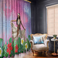 Woman Polynesian Tattoos Window Curtain Tropical Flower - Sweets Vibrant Color LT03 - Polynesian Pride