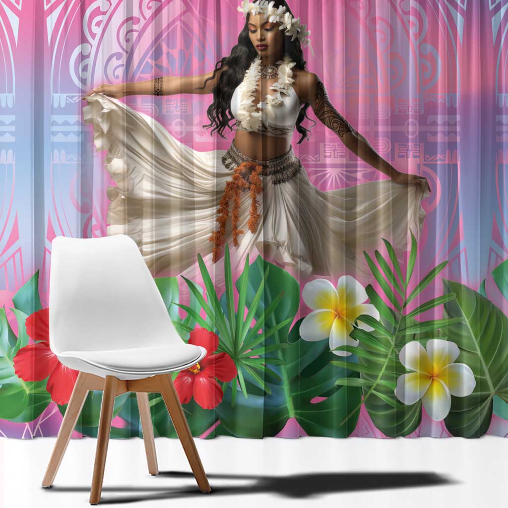 Woman Polynesian Tattoos Window Curtain Tropical Flower - Sweets Vibrant Color LT03 - Polynesian Pride