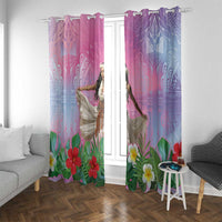 Woman Polynesian Tattoos Window Curtain Tropical Flower - Sweets Vibrant Color LT03 With Grommets Vibrant Gradient - Polynesian Pride