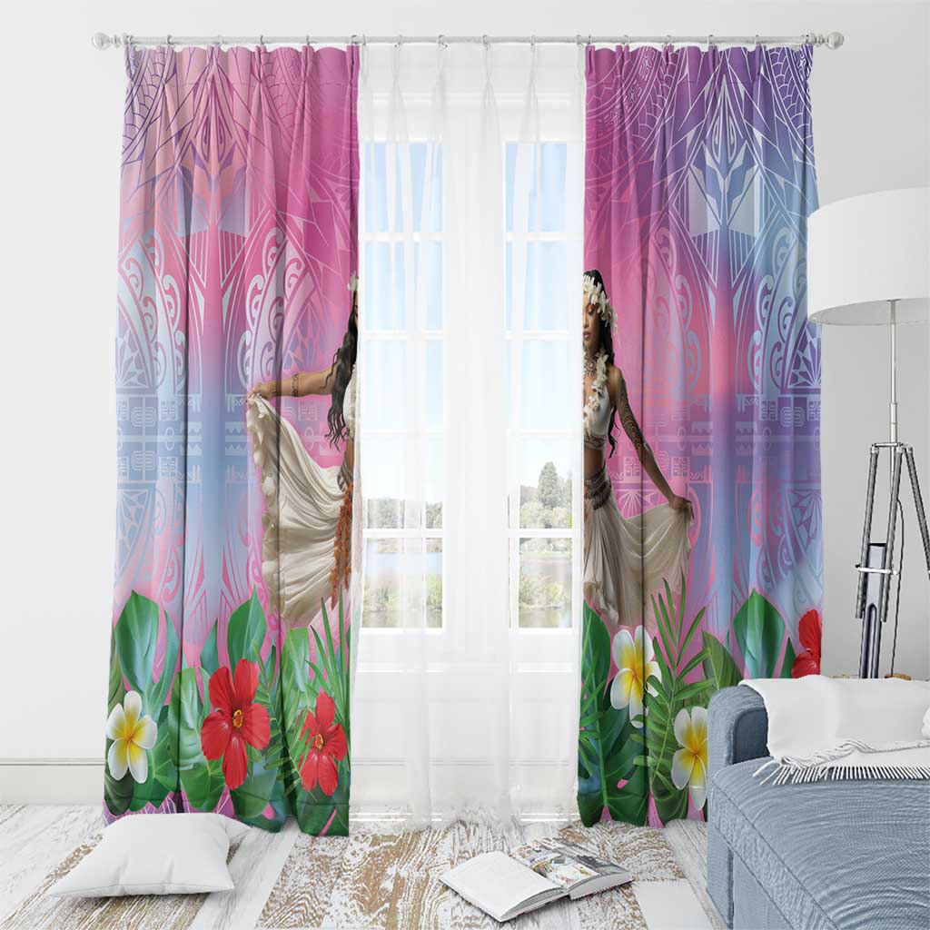 Woman Polynesian Tattoos Window Curtain Tropical Flower - Sweets Vibrant Color LT03 - Polynesian Pride