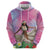 Woman Polynesian Tattoos Zip Hoodie Tropical Flower - Sweets Vibrant Color