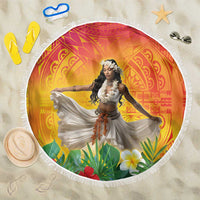 Woman Polynesian Tattoos Beach Blanket Tropical Flower - Vibrant Hot Color LT03 One Size 150cm Vibrant Gradient - Polynesian Pride