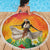 Woman Polynesian Tattoos Beach Blanket Tropical Flower - Vibrant Hot Color