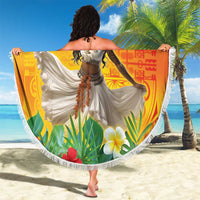 Woman Polynesian Tattoos Beach Blanket Tropical Flower - Vibrant Hot Color LT03 - Polynesian Pride