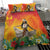 Woman Polynesian Tattoos Bedding Set Tropical Flower - Vibrant Hot Color