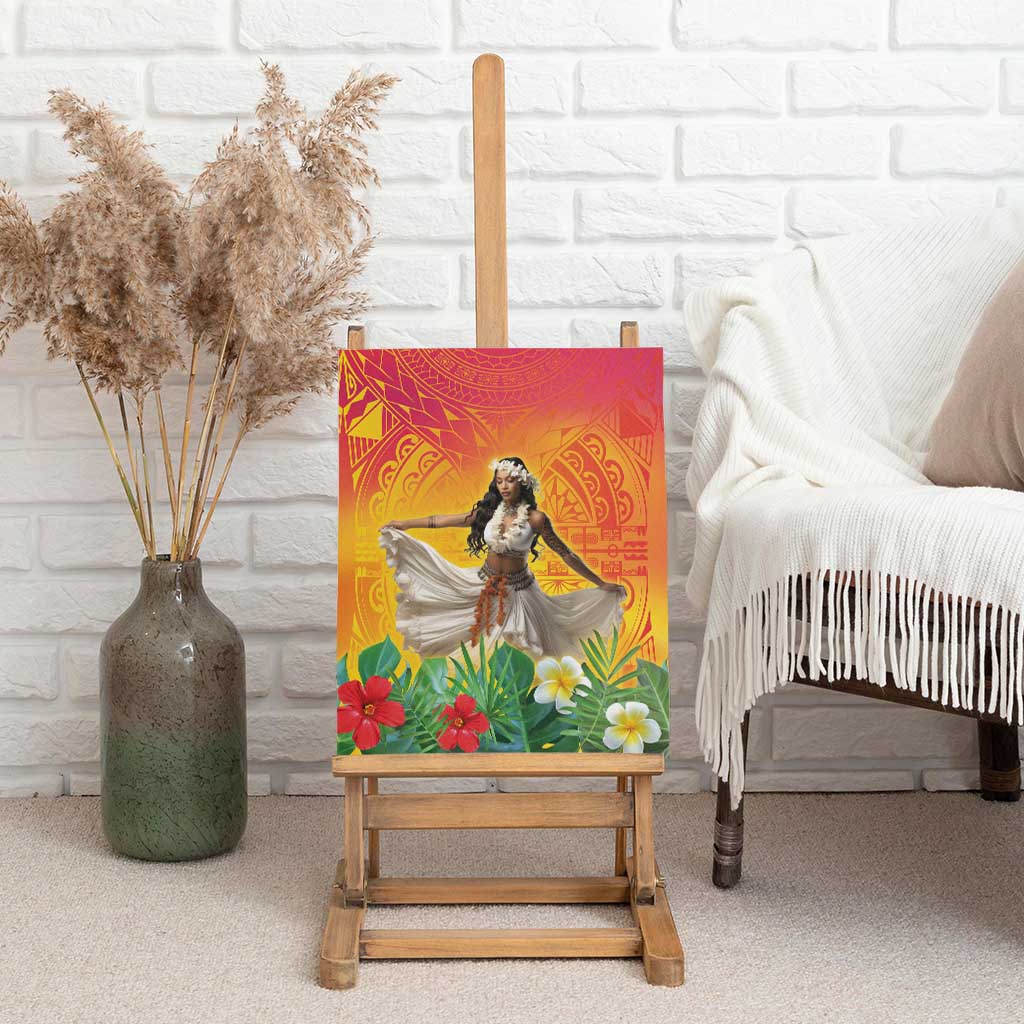 Woman Polynesian Tattoos Canvas Wall Art Tropical Flower - Vibrant Hot Color LT03 - Polynesian Pride