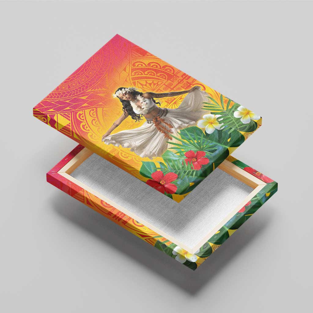 Woman Polynesian Tattoos Canvas Wall Art Tropical Flower - Vibrant Hot Color LT03 - Polynesian Pride