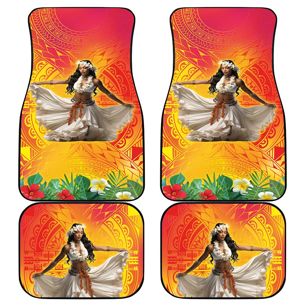 Woman Polynesian Tattoos Car Mats Tropical Flower - Vibrant Hot Color LT03 - Polynesian Pride