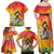 Woman Polynesian Tattoos Family Matching Off Shoulder Maxi Dress and Hawaiian Shirt Tropical Flower - Vibrant Hot Color