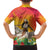 Woman Polynesian Tattoos Family Matching Off Shoulder Short Dress and Hawaiian Shirt Tropical Flower - Vibrant Hot Color