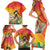 Woman Polynesian Tattoos Family Matching Short Sleeve Bodycon Dress and Hawaiian Shirt Tropical Flower - Vibrant Hot Color