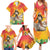 Woman Polynesian Tattoos Family Matching Summer Maxi Dress and Hawaiian Shirt Tropical Flower - Vibrant Hot Color