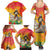 Woman Polynesian Tattoos Family Matching Summer Maxi Dress and Hawaiian Shirt Tropical Flower - Vibrant Hot Color