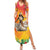 Woman Polynesian Tattoos Family Matching Summer Maxi Dress and Hawaiian Shirt Tropical Flower - Vibrant Hot Color