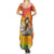 Woman Polynesian Tattoos Family Matching Summer Maxi Dress and Hawaiian Shirt Tropical Flower - Vibrant Hot Color