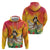 Woman Polynesian Tattoos Hoodie Tropical Flower - Vibrant Hot Color