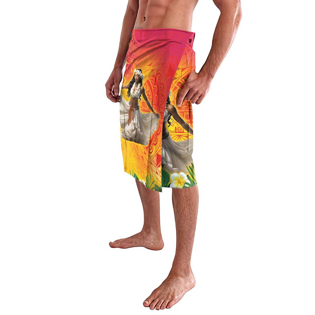 Woman Polynesian Tattoos Lavalava Tropical Flower - Vibrant Hot Color LT03 - Polynesian Pride