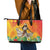 Woman Polynesian Tattoos Leather Tote Bag Tropical Flower - Vibrant Hot Color