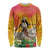 Woman Polynesian Tattoos Long Sleeve Shirt Tropical Flower - Vibrant Hot Color