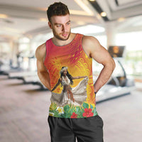 Woman Polynesian Tattoos Men Tank Top Tropical Flower - Vibrant Hot Color LT03 Vibrant Gradient - Polynesian Pride