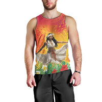 Woman Polynesian Tattoos Men Tank Top Tropical Flower - Vibrant Hot Color LT03 - Polynesian Pride