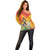 Woman Polynesian Tattoos Off Shoulder Sweater Tropical Flower - Vibrant Hot Color