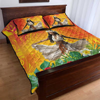 Woman Polynesian Tattoos Quilt Bed Set Tropical Flower - Vibrant Hot Color LT03 - Polynesian Pride