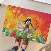 Woman Polynesian Tattoos Rubber Doormat Tropical Flower - Vibrant Hot Color LT03 - Polynesian Pride