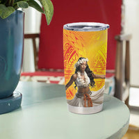 Woman Polynesian Tattoos Tumbler Cup Tropical Flower - Vibrant Hot Color LT03 - Polynesian Pride