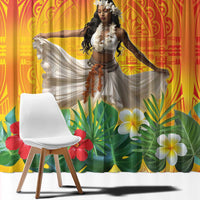 Woman Polynesian Tattoos Window Curtain Tropical Flower - Vibrant Hot Color LT03 - Polynesian Pride