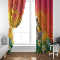 Woman Polynesian Tattoos Window Curtain Tropical Flower - Vibrant Hot Color LT03 - Polynesian Pride
