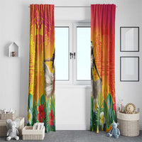 Woman Polynesian Tattoos Window Curtain Tropical Flower - Vibrant Hot Color LT03 - Polynesian Pride