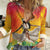 Woman Polynesian Tattoos Women Casual Shirt Tropical Flower - Vibrant Hot Color