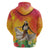 Woman Polynesian Tattoos Zip Hoodie Tropical Flower - Vibrant Hot Color