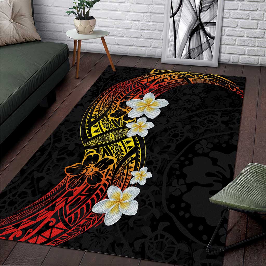 Plumeria Area Rug Polynesian Tribal Frangipani Sunset