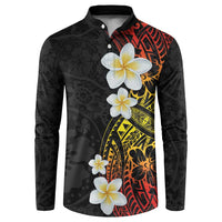 Plumeria Button Sweatshirt Polynesian Tribal Frangipani Sunset LT03 Black - Polynesian Pride