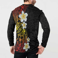 Plumeria Button Sweatshirt Polynesian Tribal Frangipani Sunset LT03 - Polynesian Pride