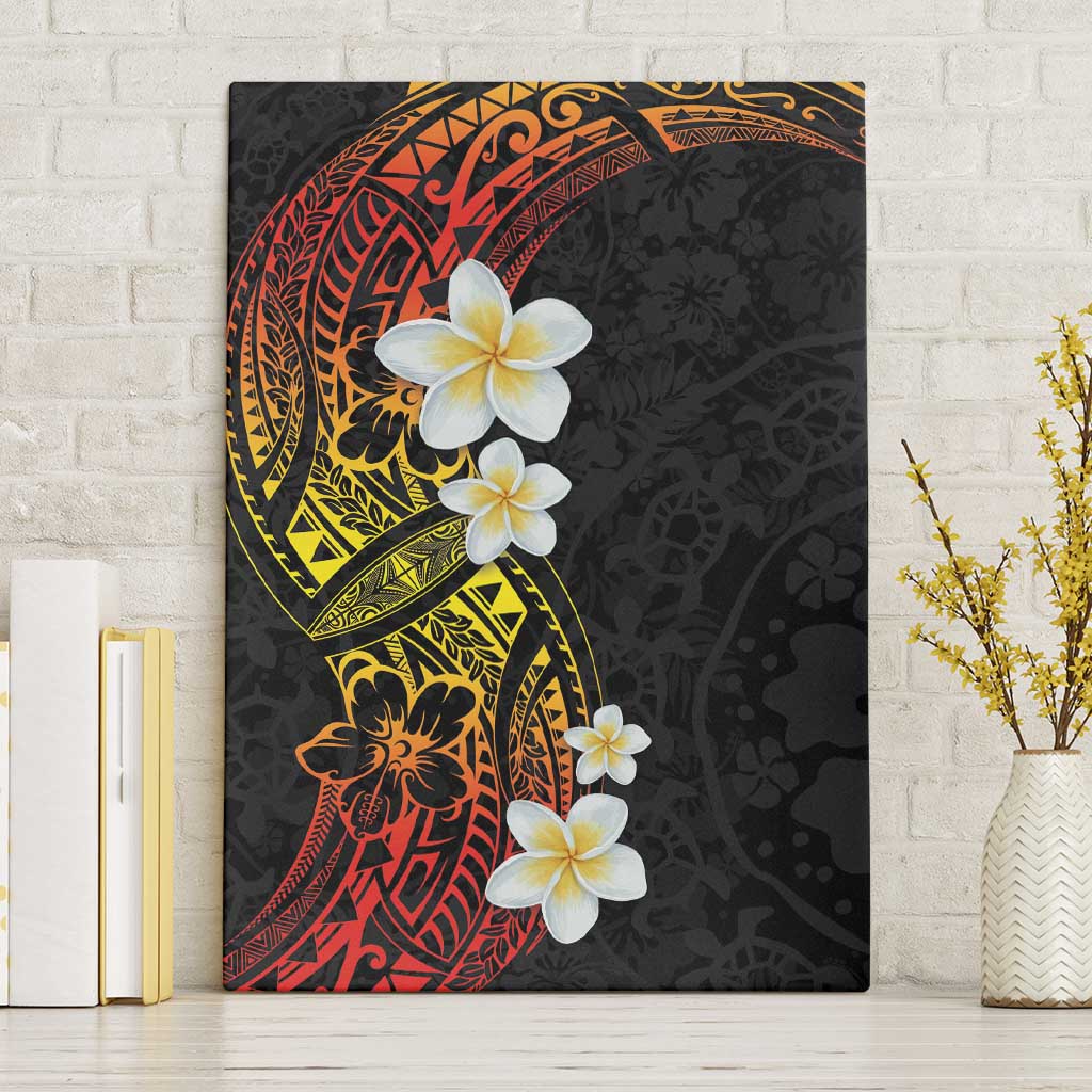 Plumeria Canvas Wall Art Polynesian Tribal Frangipani Sunset LT03 Without Frame Black - Polynesian Pride