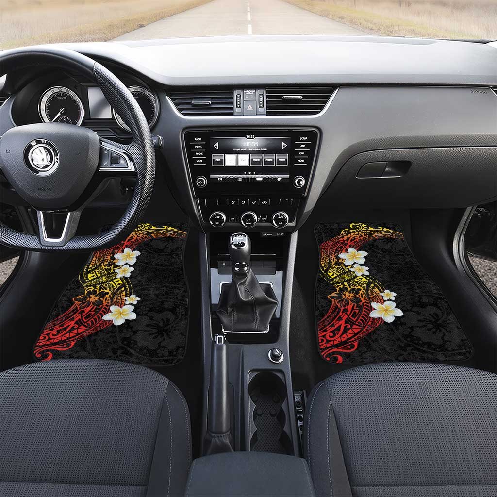 Plumeria Car Mats Polynesian Tribal Frangipani Sunset LT03 Set 2pcs - Front Black - Polynesian Pride