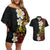Plumeria Couples Matching Off Shoulder Short Dress and Hawaiian Shirt Polynesian Tribal Frangipani Sunset
