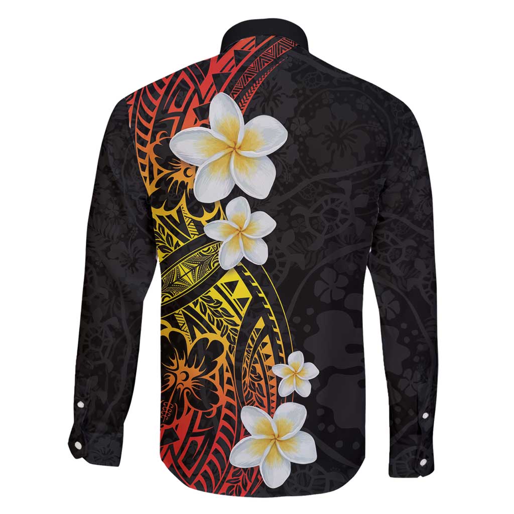 Plumeria Family Matching Long Sleeve Bodycon Dress and Hawaiian Shirt Polynesian Tribal Frangipani Sunset