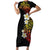 Plumeria Family Matching Short Sleeve Bodycon Dress and Hawaiian Shirt Polynesian Tribal Frangipani Sunset